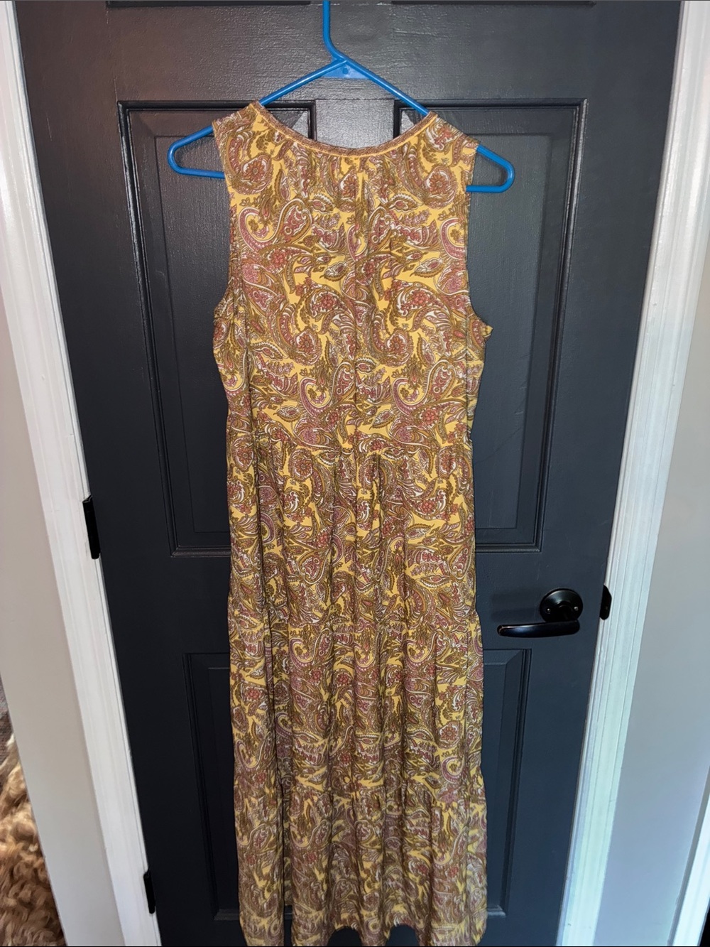 Max Studio Yellow and Brown Paisley Sleeveless Maxi Dress - Picture 3 of 3
